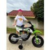 Elektrická Motorka MOTOCROSS, Oranžová, 12V batéria, EVA mäkké kolesá, Koženkové sedadlo, 2 x 25W Motor, Odpruženie, Kovový rám, MP3 Prehrávač s Bluetoothom, pomocné kolieska