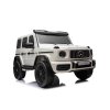 Elektrické autíčko Mercedes-Benz G63 AMG 4x4² Dvojmiestne 12V, biele, MP3 Prehrávač s USB/AUX vstupom, Pohon 4x4, Batéria 12V14Ah, EVA kolesá s odpružením, Koženkové sedadlá, Diaľkový ovládač, Licencované
