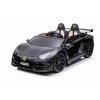Elektrické autíčko Lamborghini Aventador 12V Dvojmiestne, čierne, 2,4 GHz diaľkové ovládanie, USB / SD Vstup, odpruženie, vertikálne otváracie dvere, mäkké EVA kolesá, 2X MOTOR, ORIGINAL licencia