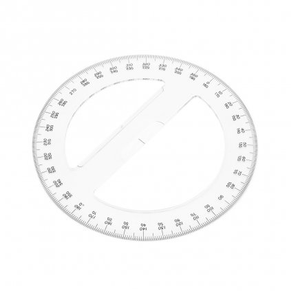 Japonský kruhový úhloměr SHINWA z čirého akrylátu 360° - průměr 150 mm