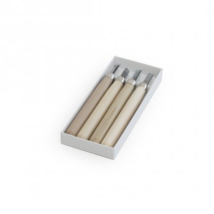 MARUICHI T-4 Mini Carving Chisel Set with Wooden Handle - 4 Pieces