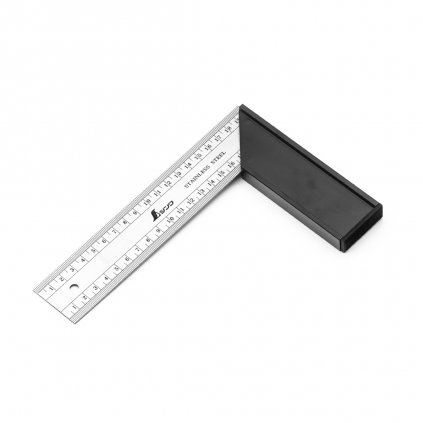Stainless steel square SHINWA with sturdy aluminum base with scale - 200 mm