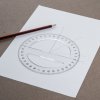 Japanese circular protractor SHINWA made of clear acrylic 360° - diameter 150 mm