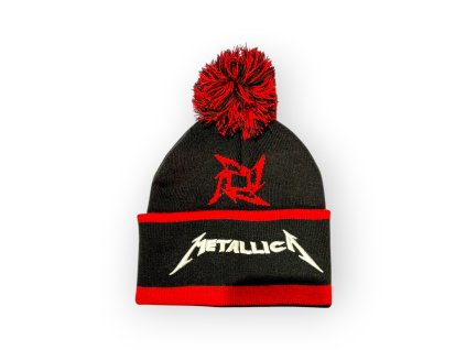 Čepice s bambulí Metallica červená