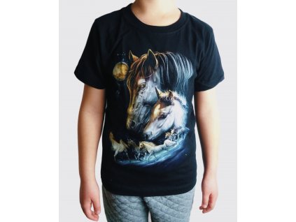 Dětské svítící tričko - Wild - Koně