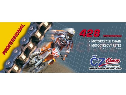 řetěz 428MX, ČZ (barva zlatá, 142 článků vč. rozpojovací spojky CLIP)