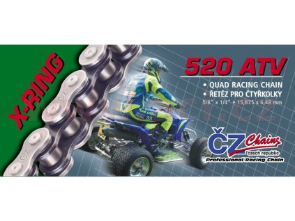 Řetěz 520ATV, ČZ - ČR (barva černá, 102 článků vč. rozpojovací spojky CLIP)