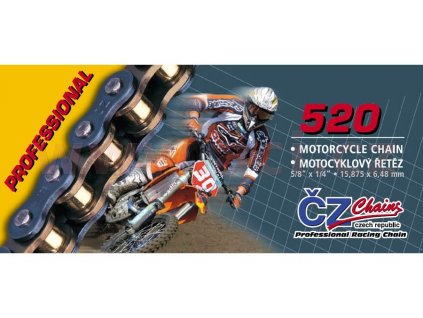 řetěz 520M, ČZ (barva černá, 120 článků vč. rozpojovací spojky CLIP)