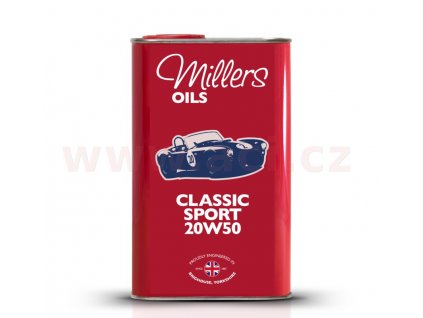 MILLERS OILS Classic Sport Pistoneeze 20W50, motorový polosyntetický olej (v plechovém retro obalu) 1 l