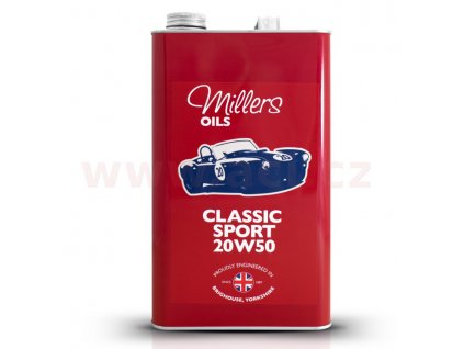 MILLERS OILS Classic Sport Pistoneeze 20W50, motorový polosyntetický olej (v plechovém retro obalu) 5 l