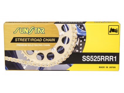 Řetěz 525RRR1, SUNSTAR (x-kroužek, barva zlatá, 112 článků)