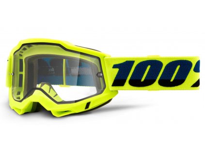 ACCURI 2, 100% Enduro Moto brýle žluté, čiré Dual plexi
