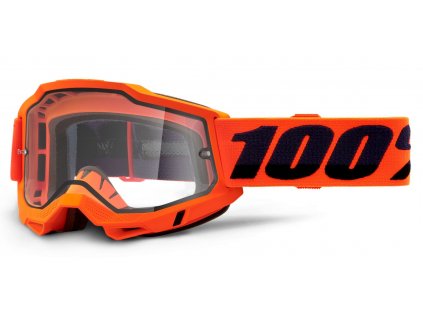 ACCURI 2, 100% Enduro Moto brýle Orange, čiré Dual plexi