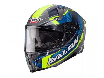 Helma na moto Caberg Avalon X Optic matt grey/blue/yellow fluo