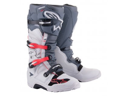 Boty TECH 7 ENDURO, ALPINESTARS (šedá/červená fluo/černá) 2024