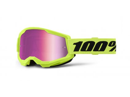 STRATA 2 NEW, brýle 100% Neon žluté, růžové plexi