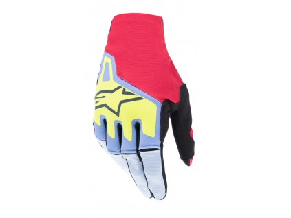 Rukavice TECHSTAR, ALPINESTARS (světle modrá/červená/žlutá fluo/černá) 2024