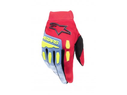 Rukavice FULL BORE, ALPINESTARS, dětské (světle modrá/červená/žlutá fluo/černá) 2024