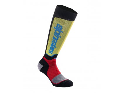 ponožky MX PLUS, ALPINESTARS (černá/červená fluo/žlutá fluo/modrá) 2024