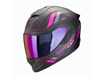 Moto přilba SCORPION EXO-1400 EVO II CARBON AIR MIRAGE matná černo/růžová