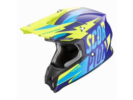 Moto přilba SCORPION VX-16 EVO AIR SLANTER matná modro/fluo žlutá