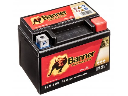 baterie gelová 12V, YTX4L-BS/YTZ5S-BS, 3Ah, 50A, BANNER Bike Bull GEL 114x71x86