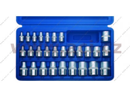 sada nástavců 1/4", 3/8", 1/2" (E-Profil, vnitřní "hvězdička"), 28 ks