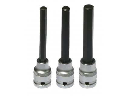 sada šestihraných (imbus/inbus H8,H10,H12)prodloužených hlavic pro 1/2" ráčnu, BIKESERVICE