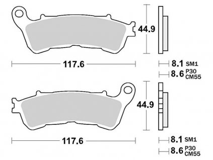 brzdové destičky, BRAKING (semi-metalická směs SM1) 2 ks v balení