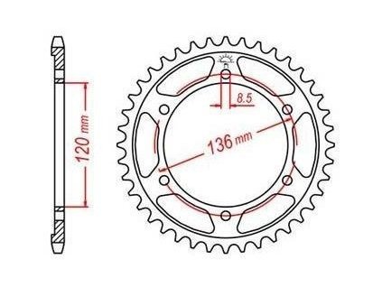 ocelová rozeta pro sekundární řetězy typu 428, JT - Anglie (51 zubů)