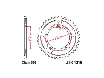 ocelová rozeta pro sekundární řetězy typu 520, JT (38 zubů)