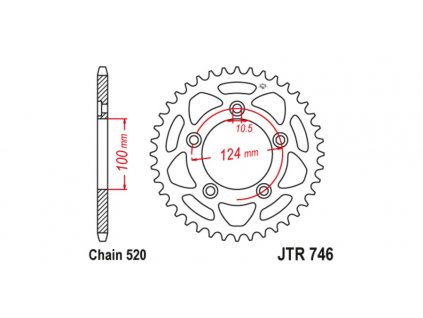 ocelová rozeta pro sekundární řetězy typu 520, JT (43 zubů)