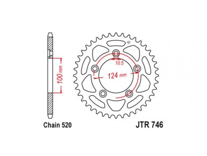 ocelová rozeta pro sekundární řetězy typu 520, JT (46 zubů)
