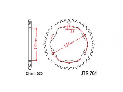 ocelová rozeta pro sekundární řetězy typu 525, JT (41 zubů)