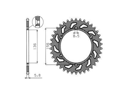 ocelová rozeta pro sekundární řetězy typu 520, BRAKING (43 zubů)