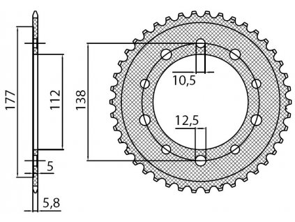ocelová rozeta pro sekundární řetězy typu 520, SUNSTAR (39 zubů)