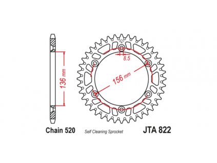 duralová rozeta pro sekundární řetězy typu 520, JT (49 zubů)