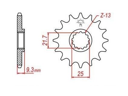 řetězové kolečko pro sekundární řetězy typu 520, JT - Anglie (14 zubů)