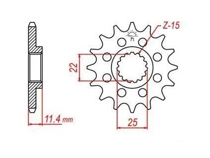 řetězové kolečko pro sekundární řetězy typu 520, JT - Anglie (14 zubů)