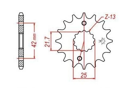 řetězové kolečko pro sekundární řetězy typu 520, JT - Anglie (14 zubů)