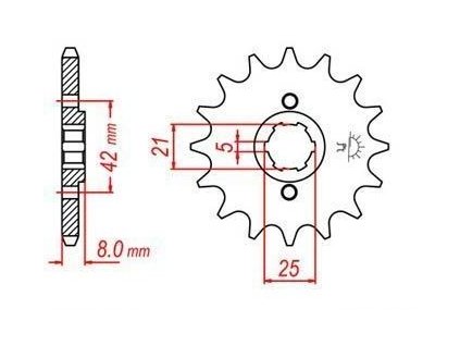 řetězové kolečko pro sekundární řetězy typu 520, JT - Anglie (15 zubů)