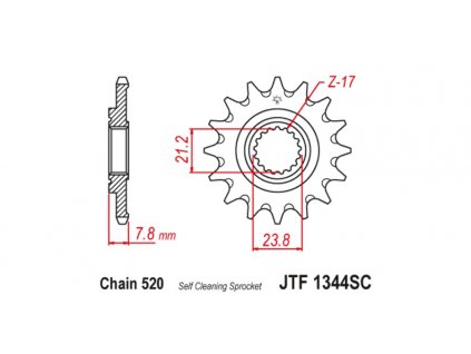 řetězové kolečko pro sekundární řetězy typu 520, JT (13 zubů)