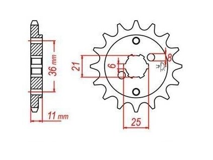řetězové kolečko pro sekundární řetězy typu 525, JT - Anglie (15 zubů)