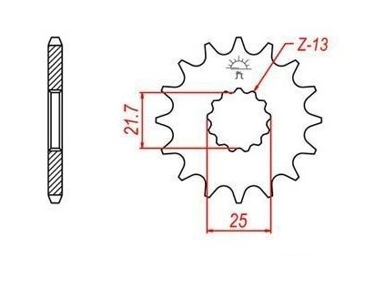 řetězové kolečko pro sekundární řetězy typu 525, JT - Anglie (17 zubů)