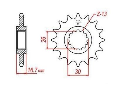 řetězové kolečko pro sekundární řetězy typu 530, JT - Anglie (15 zubů)