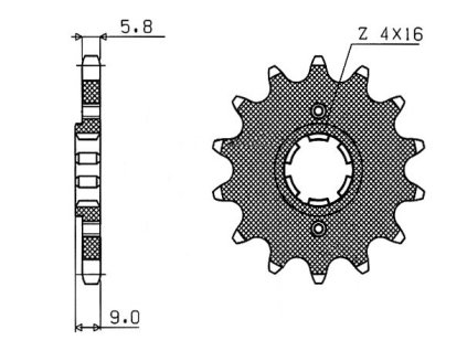 řetězové kolečko pro sekundární řetězy typu 520, SUNSTAR (14 zubů)