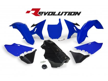 sada plastů Yamaha - REVOLUTION KIT pro YZ 125/250 02-21, RTECH (modro-černá, 7 dílů)