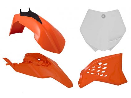 sada plastů KTM, RTECH (oranžovo-bílé, 4 díly)