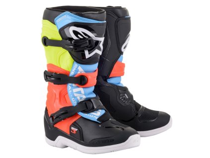 boty TECH 3S YOUTH, ALPINESTARS, dětské (černá/žlutá fluo/červená fluo)