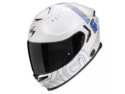 Moto přilba SCORPION GT EXO-GT SP AIR TECHLANE bílo/modro/fluo žlutá